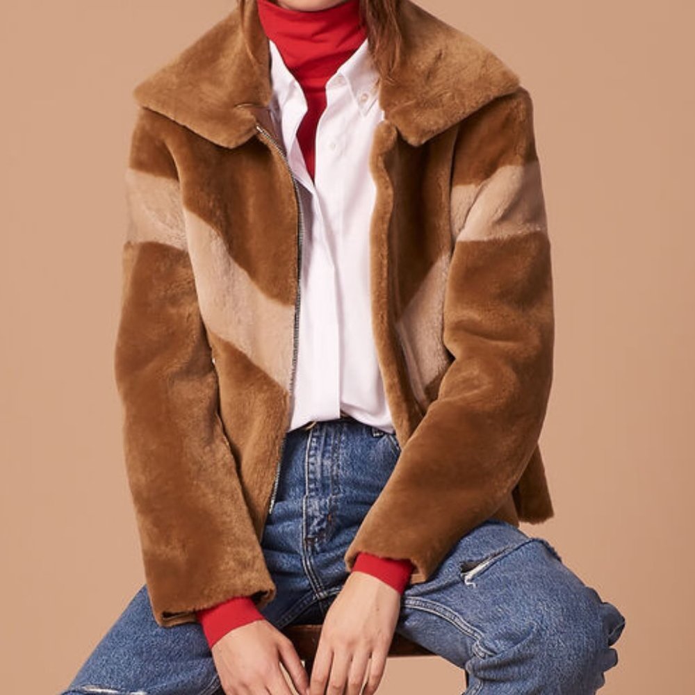 SANDRO Cropped Sheepskin Jacket NWT